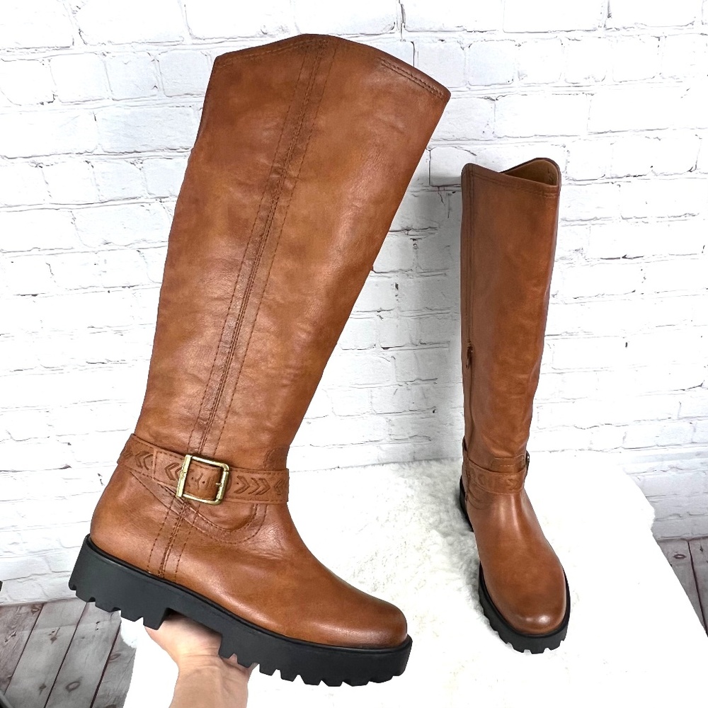 🚫SOLD! •NIB🤩|•ZODIAC•| Solana' Big Heavy Rubber Tread Knee High Vegan Boots - Picture 1 of 16